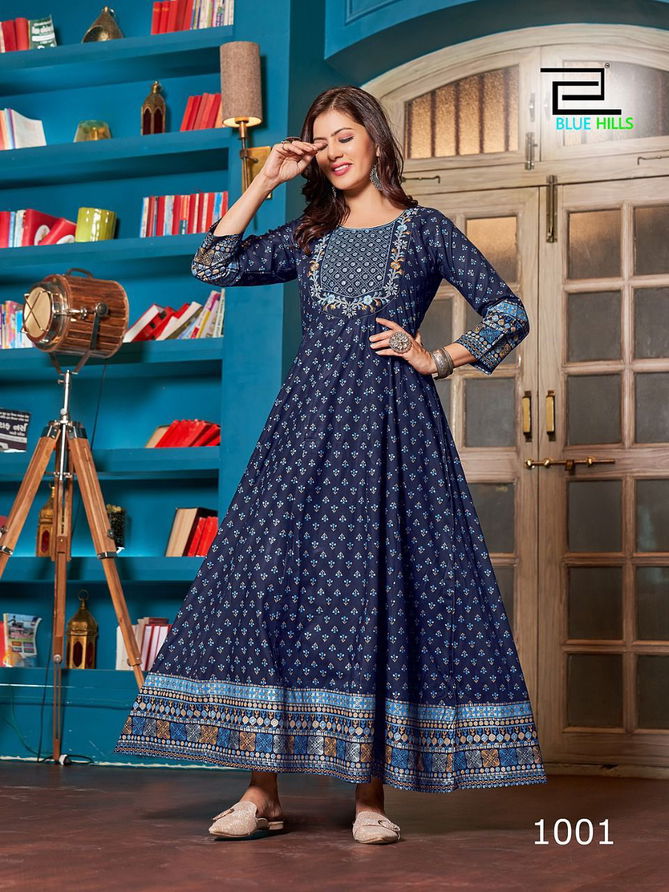 Blue Hills Cheese Festive Wear Wholesale Anarkali Kurti Catalog